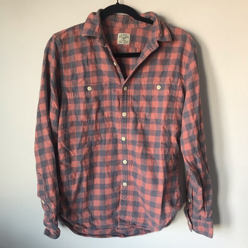 J Crew orange and blue flannel